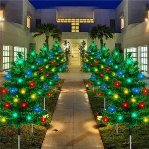 8-Pack Christmas Decor Solar Tree with 160 C6 Multi-Color 8 Lighting Modes
